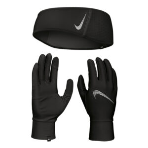 NIKE Essential Laufset Headband + Handschuhe Herren 082 black/black/silver S/M