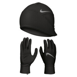 NIKE Essential Running Laufset Mütze + Handschuhe Herren 082 black/black/silver S/M