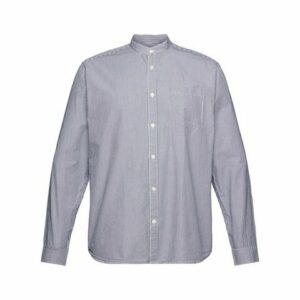 Esprit Langarmhemd Baumwollhemd mit Nadelstreifen und Stehkragen