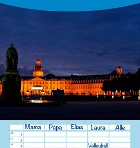 Familienplaner Karlsruhe Tag und Nacht (Wandkalender 2023 , 21 cm x 45 cm, hoch)